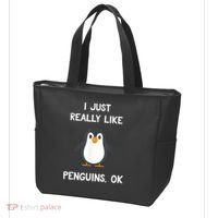 Funny Penguin I Just Really Like Penguins OK Tote Bag thumb 3
