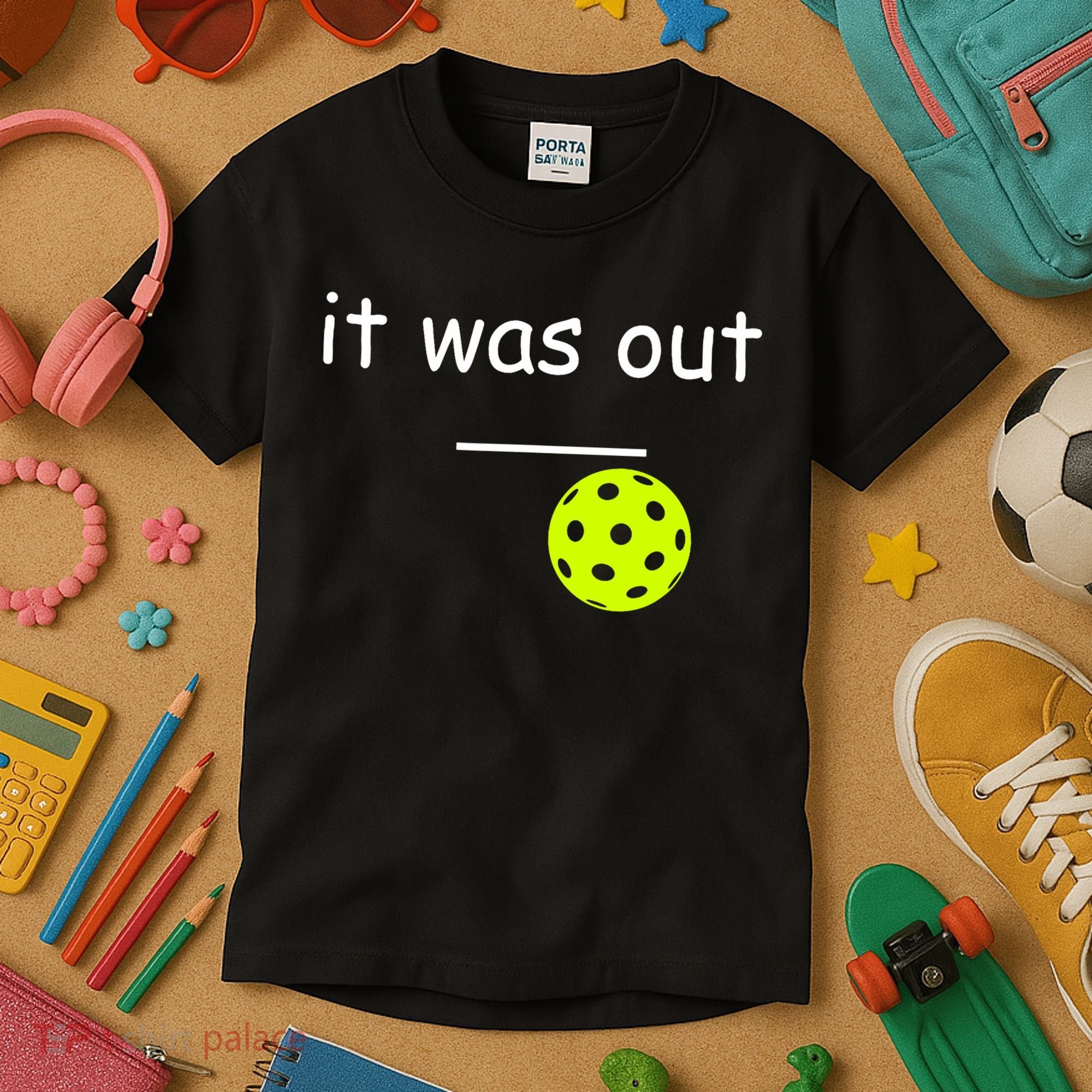 Funny Pickleball It Was Out Player Lover Friends  Kids T-Shirt