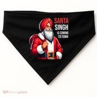 Funny Punjabi Indian Santa Singh Is Coming To Town Gift USA-Made Doggie Bandana thumb 0