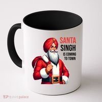 Funny Punjabi Indian Santa Singh Is Coming To Town Gift Coffee Mug thumb 0