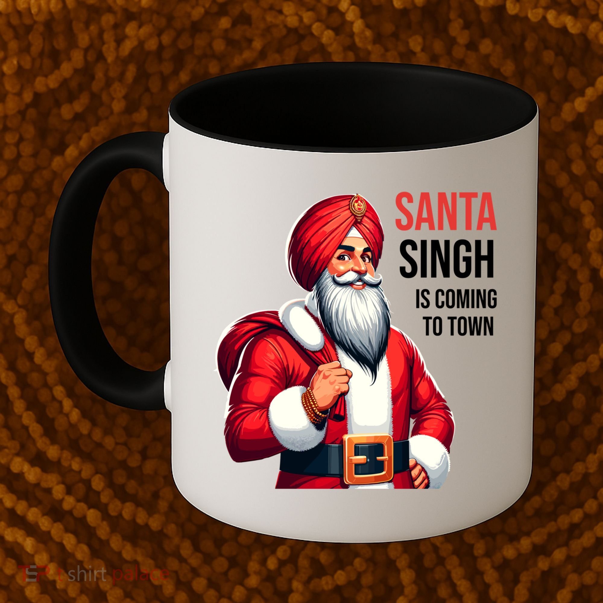 Funny Punjabi Indian Santa Singh Is Coming To Town Gift Coffee Mug