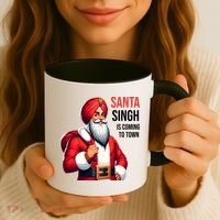 Funny Punjabi Indian Santa Singh Is Coming To Town Gift Coffee Mug thumb 3