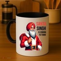 Funny Punjabi Indian Santa Singh Is Coming To Town Gift Coffee Mug thumb 4