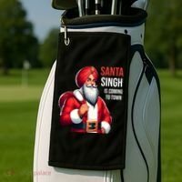 Funny Punjabi Indian Santa Singh Is Coming To Town Gift Golf Towel thumb 2