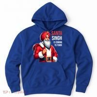 Funny Punjabi Indian Santa Singh Is Coming To Town Gift Hoodie thumb 0