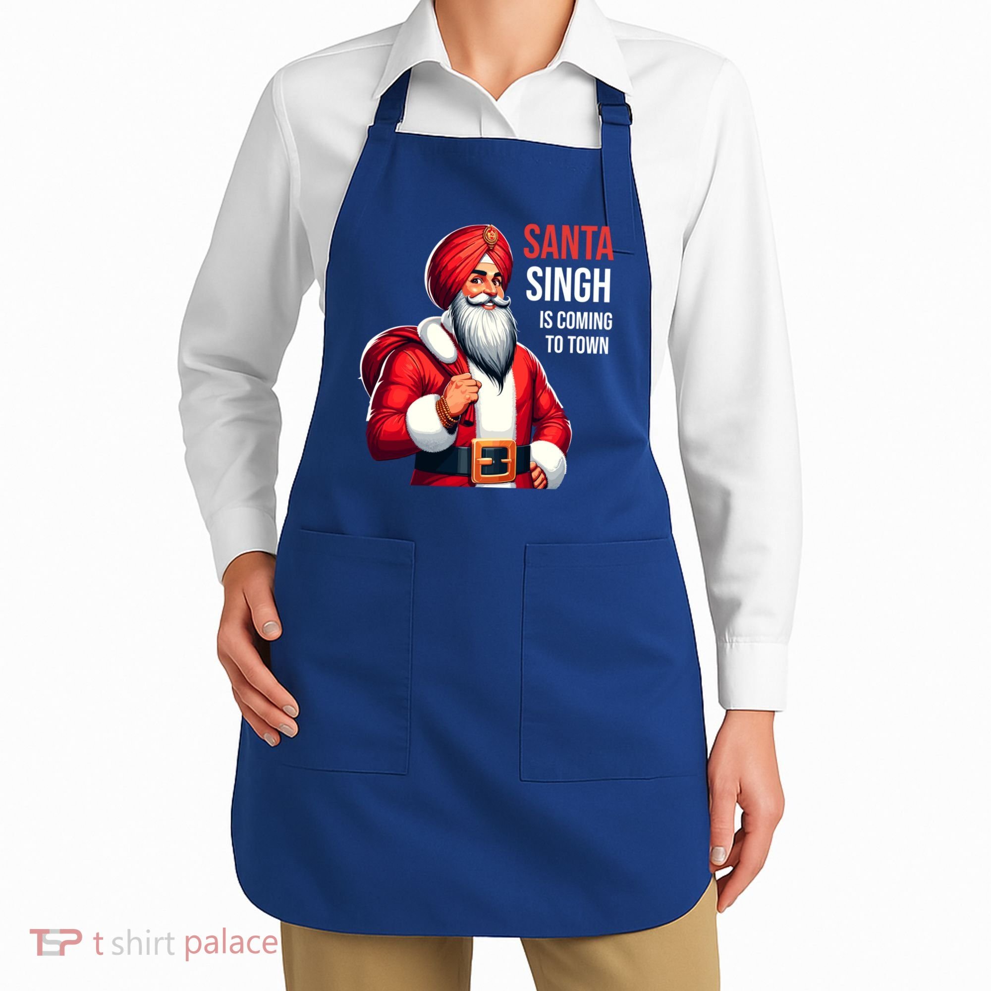 Funny Punjabi Indian Santa Singh Is Coming To Town Gift Apron