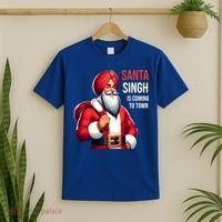Funny Punjabi Indian Santa Singh Is Coming To Town Gift T-Shirt thumb 2