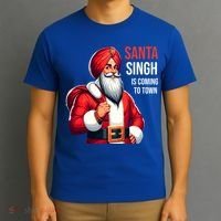 Funny Punjabi Indian Santa Singh Is Coming To Town Gift T-Shirt thumb 3