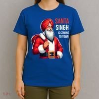 Funny Punjabi Indian Santa Singh Is Coming To Town Gift T-Shirt thumb 4