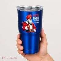 Funny Punjabi Indian Santa Singh Is Coming To Town Gift Tumbler thumb 2