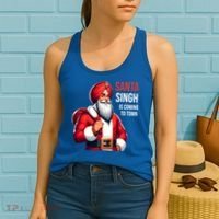 Funny Punjabi Indian Santa Singh Is Coming To Town Gift Women's Tank Top thumb 2