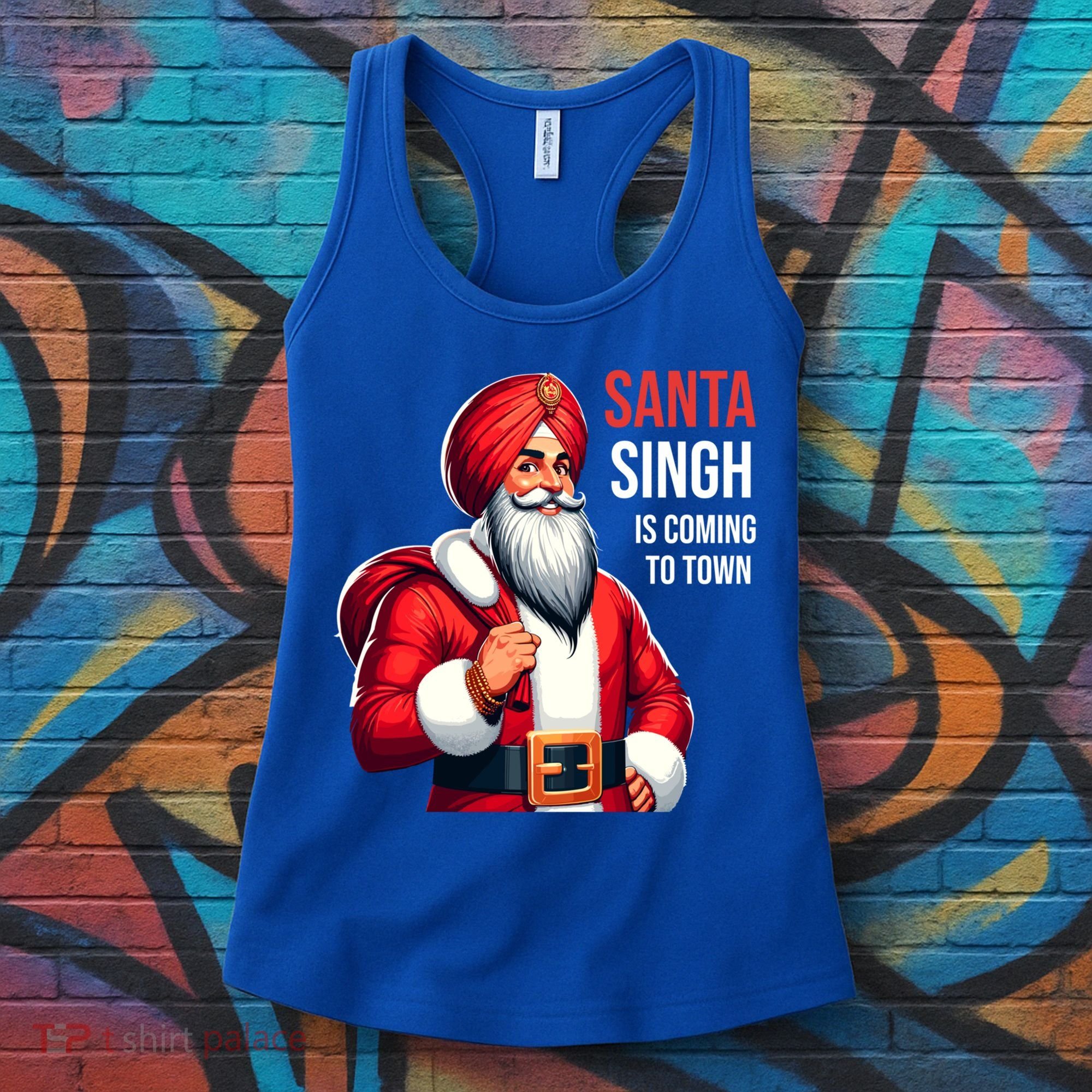 Funny Punjabi Indian Santa Singh Is Coming To Town Gift Women's Tank Top