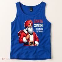 Funny Punjabi Indian Santa Singh Is Coming To Town Gift Tank Top thumb 2