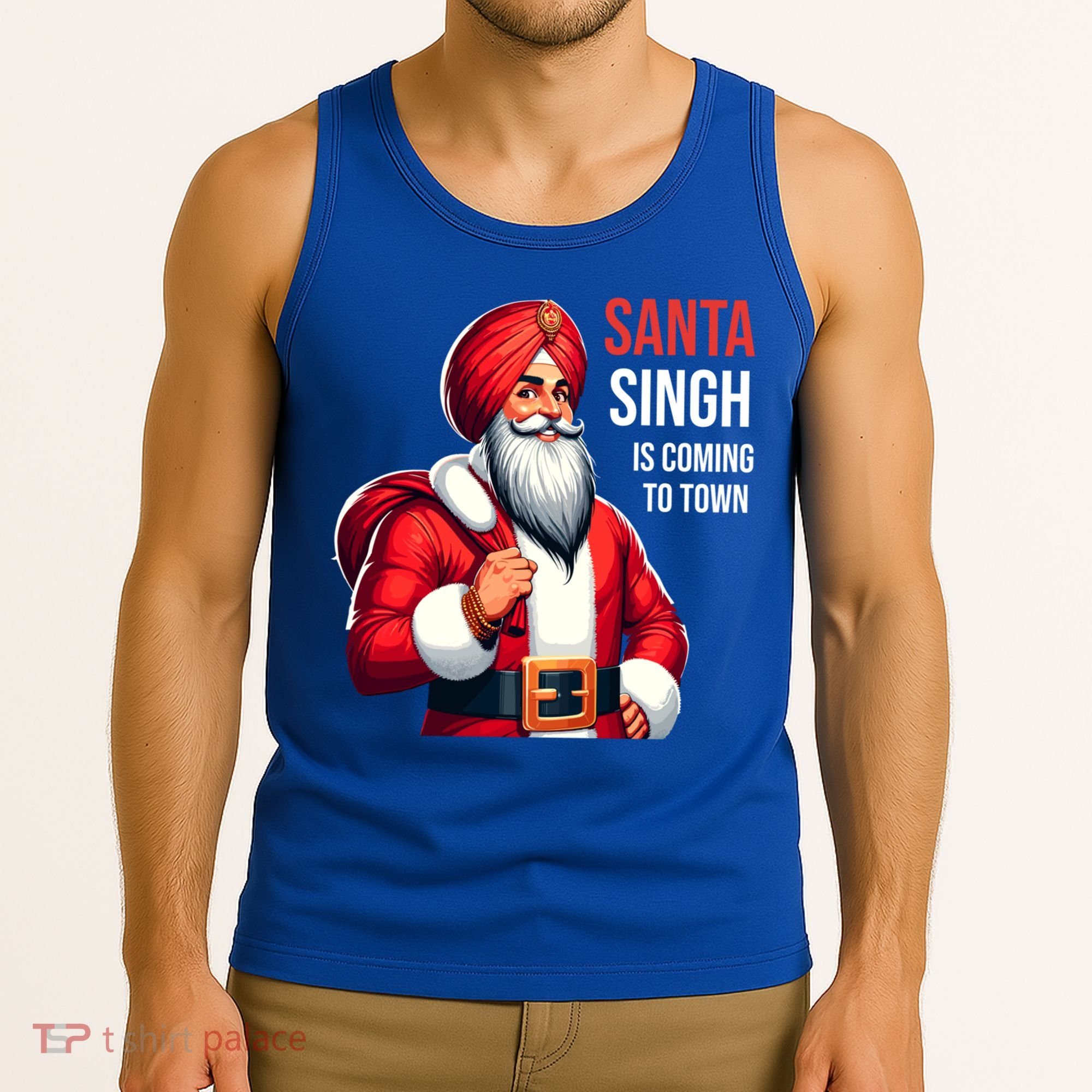 Funny Punjabi Indian Santa Singh Is Coming To Town Gift Tank Top