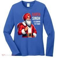 Funny Punjabi Indian Santa Singh Is Coming To Town Gift Women's Long Sleeve Shirt thumb 0