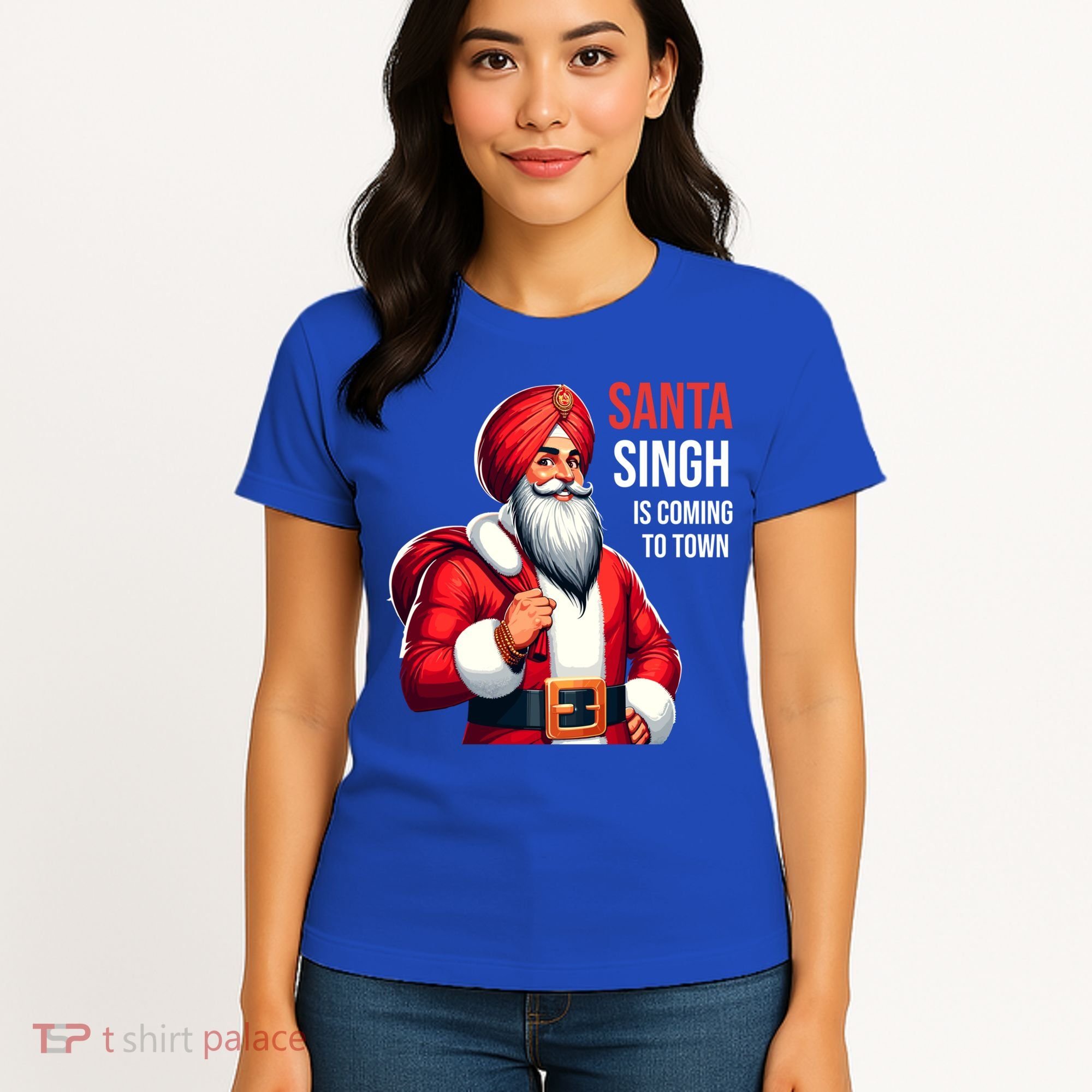Funny Punjabi Indian Santa Singh Is Coming To Town Gift Women's T-Shirt