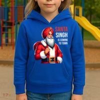 Funny Punjabi Indian Santa Singh Is Coming To Town Gift Kids Hoodie thumb 3