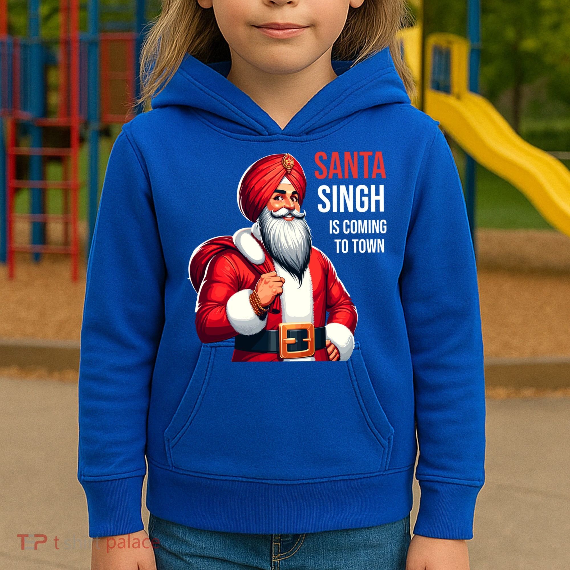 Funny Punjabi Indian Santa Singh Is Coming To Town Gift Kids Hoodie