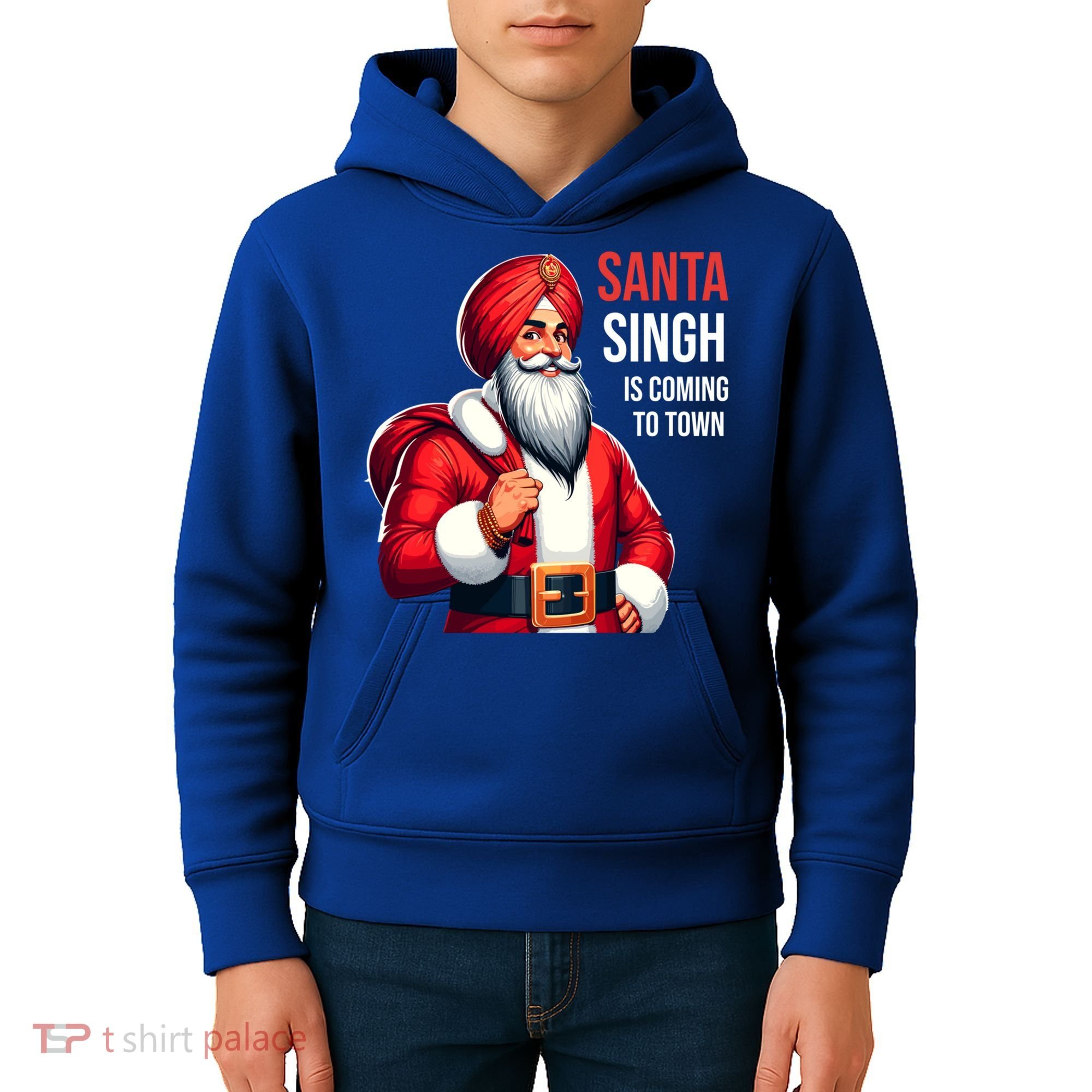 Funny Punjabi Indian Santa Singh Is Coming To Town Gift Kids Hoodie