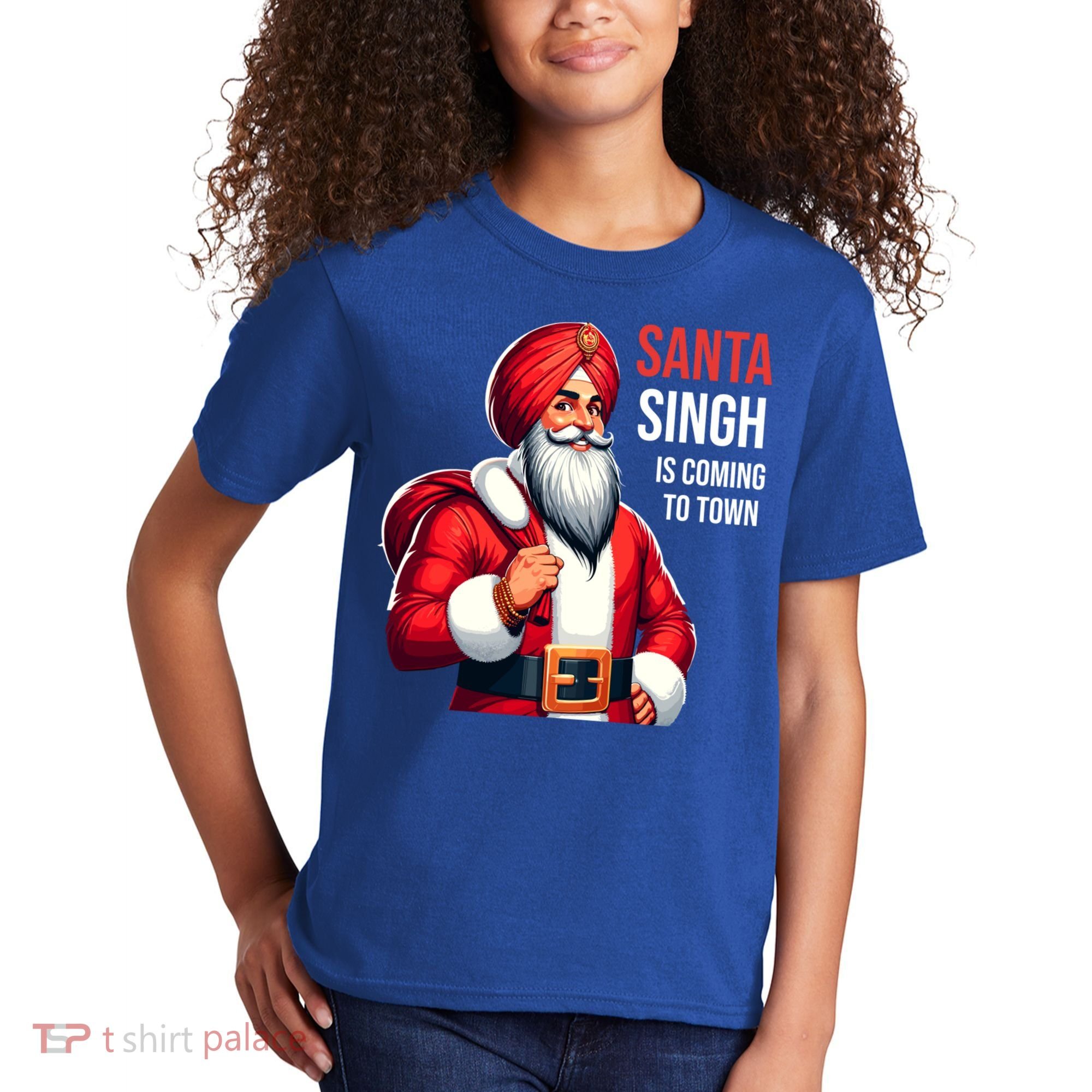 Funny Punjabi Indian Santa Singh Is Coming To Town Gift Kids T-Shirt