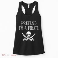Fun Pretend I'm A Pirate Lazy Halloween Costume Skull Swords Women's Tank Top thumb 0