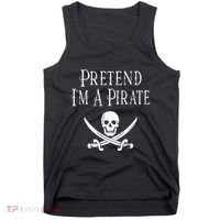 Fun Pretend I'm A Pirate Lazy Halloween Costume Skull Swords Tank Top thumb 0