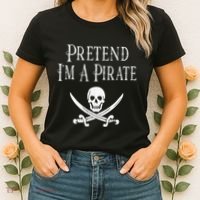 Fun Pretend I'm A Pirate Lazy Halloween Costume Skull Swords Women's T-Shirt thumb 2