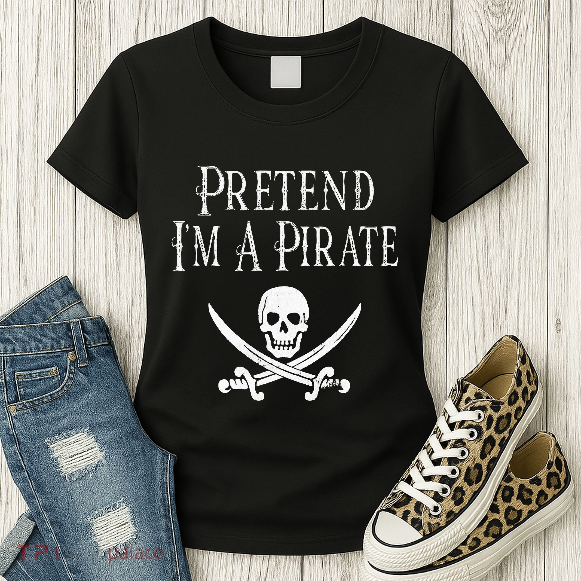 Fun Pretend I'm A Pirate Lazy Halloween Costume Skull Swords Women's T-Shirt