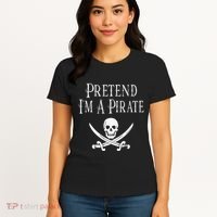Fun Pretend I'm A Pirate Lazy Halloween Costume Skull Swords Women's T-Shirt thumb 4