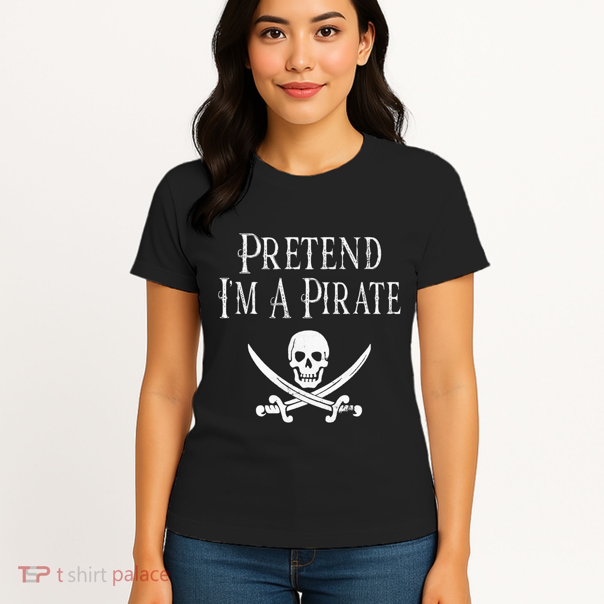Fun Pretend I'm A Pirate Lazy Halloween Costume Skull Swords Women's T-Shirt