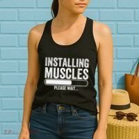 Funny Panda Installing Muscles Please Wait Gym Fitness Women's Tank Top thumb 2