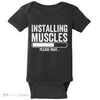 Funny Panda Installing Muscles Please Wait Gym Fitness Baby Bodysuit thumb 0