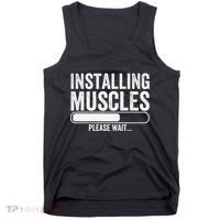 Funny Panda Installing Muscles Please Wait Gym Fitness Tank Top thumb 0