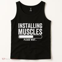 Funny Panda Installing Muscles Please Wait Gym Fitness Tank Top thumb 2