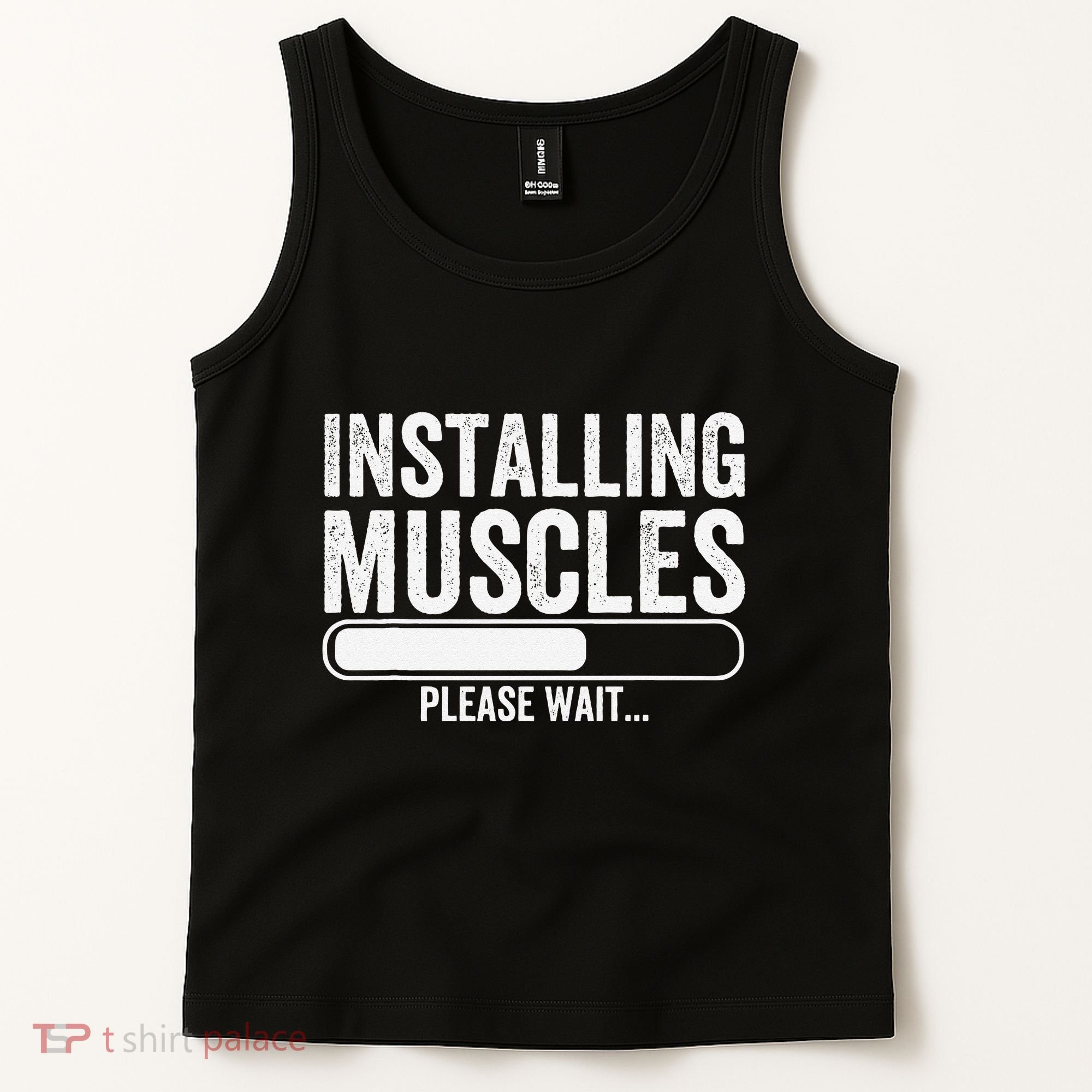 Funny Panda Installing Muscles Please Wait Gym Fitness Tank Top