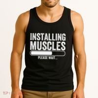 Funny Panda Installing Muscles Please Wait Gym Fitness Tank Top thumb 3