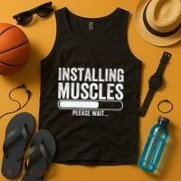 Funny Panda Installing Muscles Please Wait Gym Fitness Tank Top thumb 4
