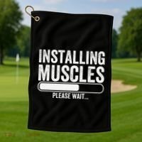 Funny Panda Installing Muscles Please Wait Gym Fitness Golf Towel thumb 1