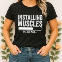 Funny Panda Installing Muscles Please Wait Gym Fitness Women's T-Shirt thumb 2