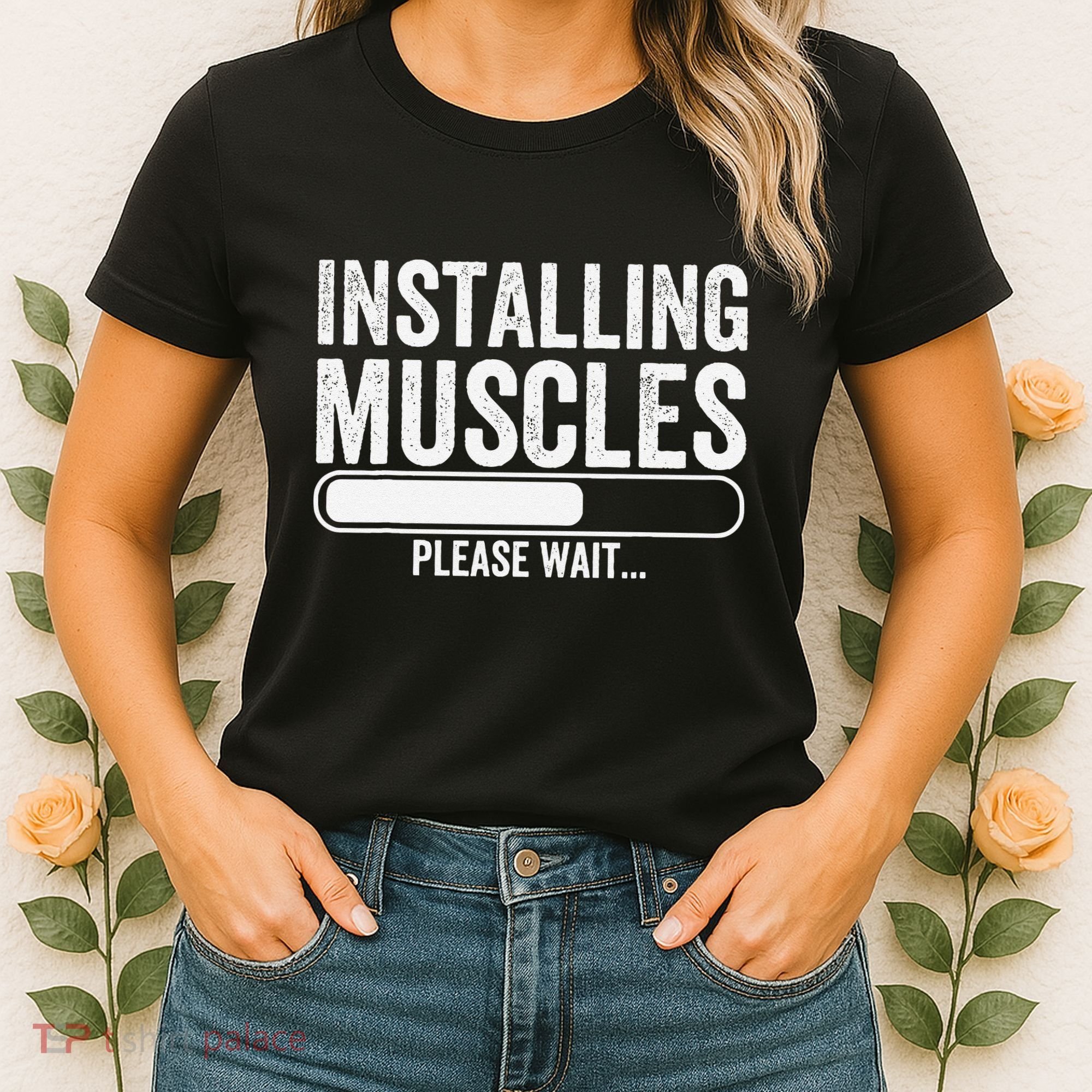 Funny Panda Installing Muscles Please Wait Gym Fitness Women's T-Shirt