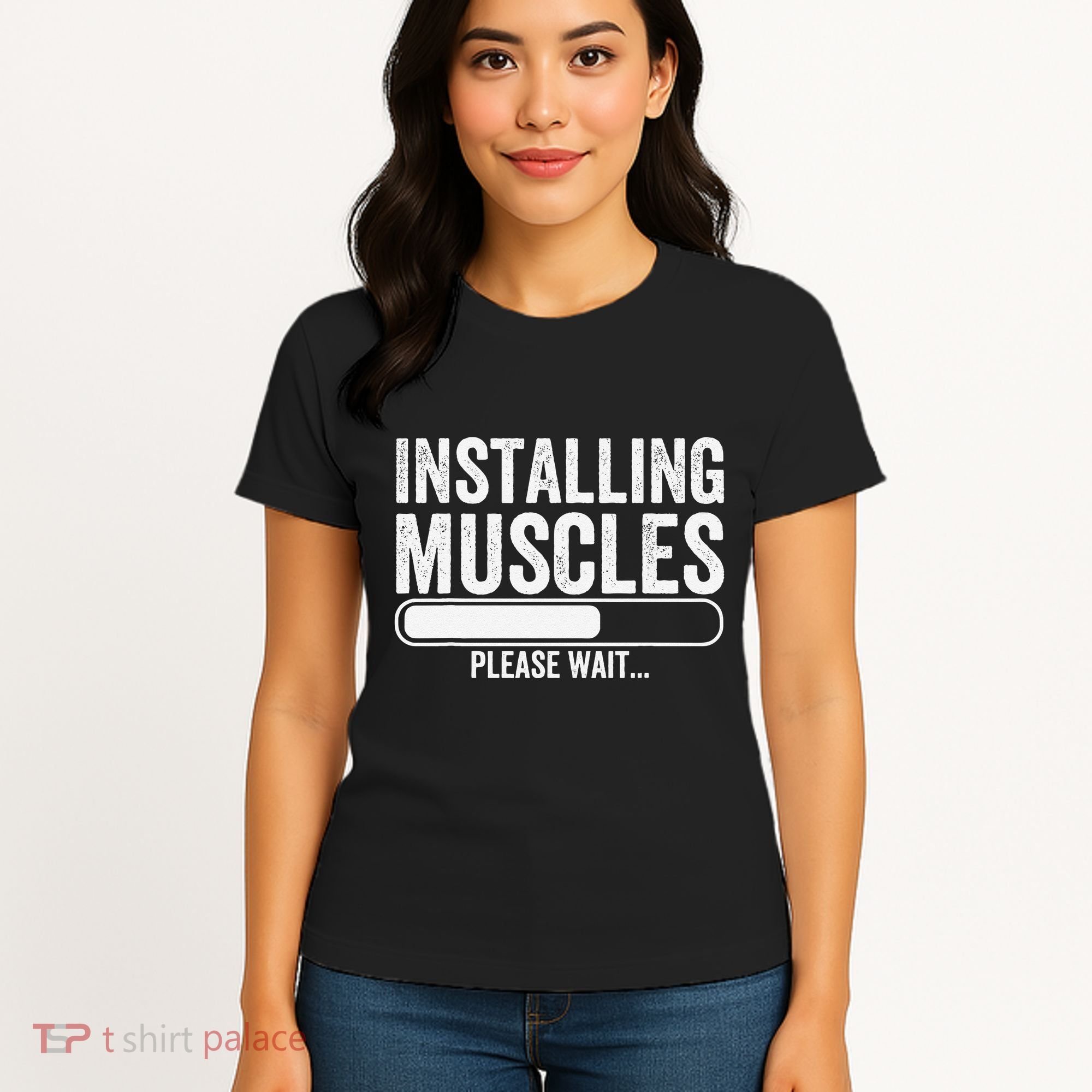 Funny Panda Installing Muscles Please Wait Gym Fitness Women's T-Shirt