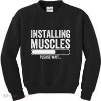 Funny Panda Installing Muscles Please Wait Gym Fitness Kids Sweatshirt thumb 0