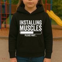 Funny Panda Installing Muscles Please Wait Gym Fitness Kids Hoodie thumb 3