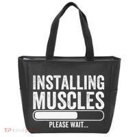 Funny Panda Installing Muscles Please Wait Gym Fitness Tote Bag thumb 0