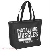 Funny Panda Installing Muscles Please Wait Gym Fitness Tote Bag thumb 2