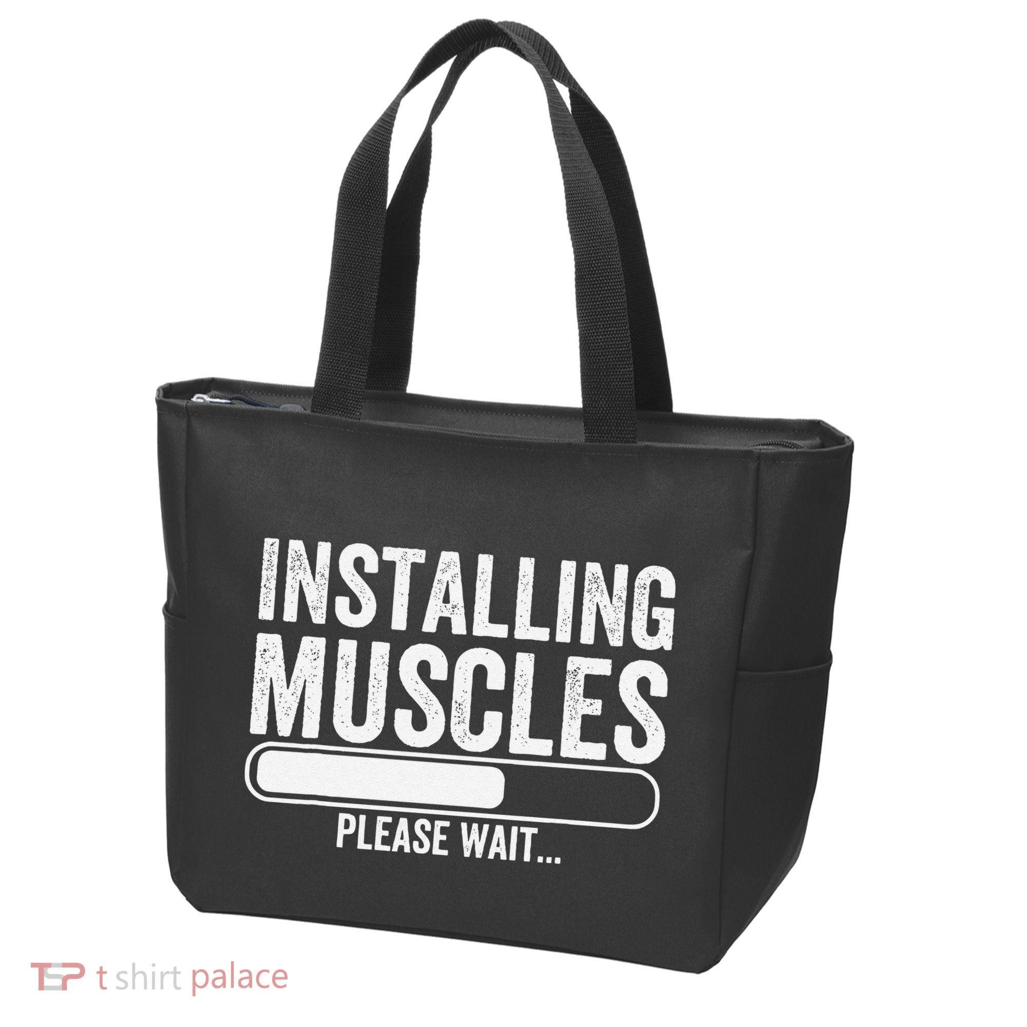Funny Panda Installing Muscles Please Wait Gym Fitness Tote Bag