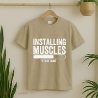 Funny Panda Installing Muscles Please Wait Gym Fitness T-Shirt thumb 2