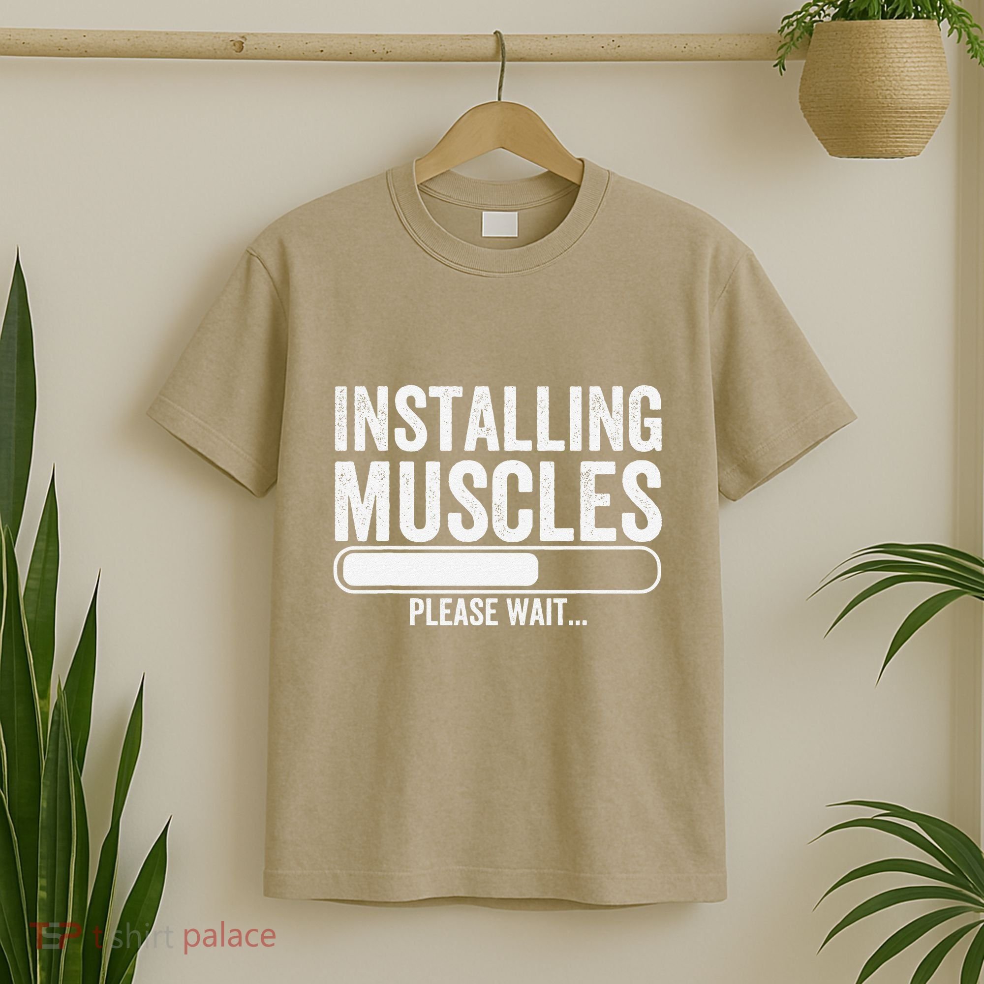 Funny Panda Installing Muscles Please Wait Gym Fitness T-Shirt