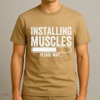 Funny Panda Installing Muscles Please Wait Gym Fitness T-Shirt thumb 3