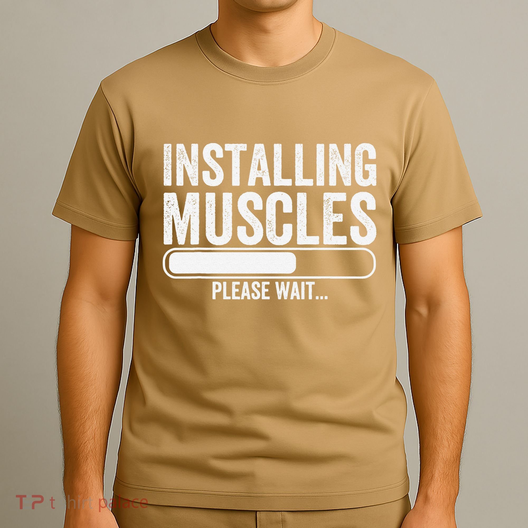 Funny Panda Installing Muscles Please Wait Gym Fitness T-Shirt